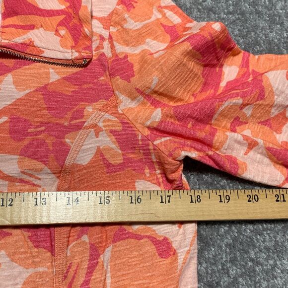Chico's Weekends 1/4 Zip Top Women Size S/4 (0) Pink Floral 3/4 Sleeve Pockets - Picture 15 of 15